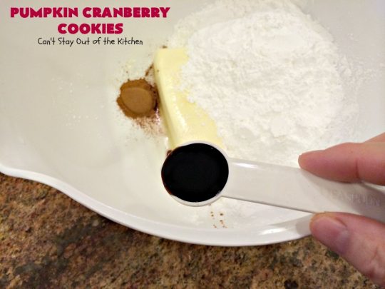 Pumpkin Cranberry Cookies | Can't Stay Out of the Kitchen | these favorite #Christmas #cookies use #pumpkin, fresh #cranberries & have a #cinnamon frosting on top with #sprinkles! Terrific #dessert for #fall baking.