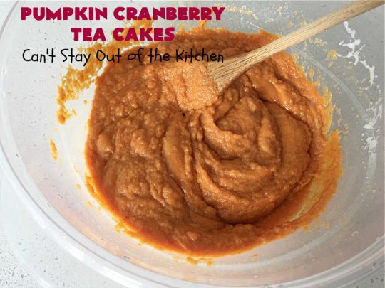 Pumpkin Cranberry Tea Cakes | Can't Stay Out of the Kitchen | these luscious #TeaCakes contain both #pumpkin & #cranberries. Plus, they're iced with a luscious #cinnamon frosting. They're marvelous for #holiday or #Christmas #baking & parties. Prepare to swoon after just one bite! #dessert #cake #HolidayDessert #PumpkinDessert #CranberryDessert #PumpkinCranberryTeaCakes