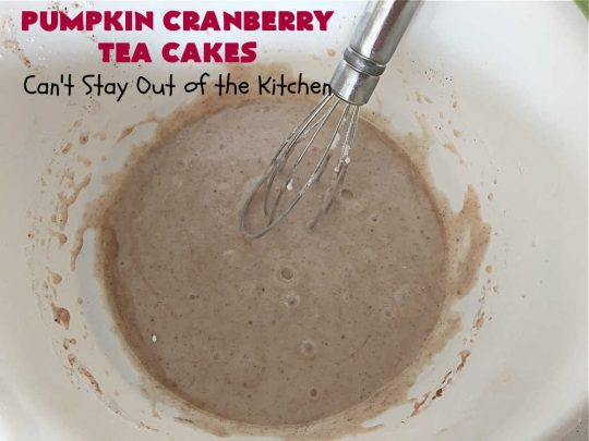 Pumpkin Cranberry Tea Cakes | Can't Stay Out of the Kitchen | these luscious #TeaCakes contain both #pumpkin & #cranberries. Plus, they're iced with a luscious #cinnamon frosting. They're marvelous for #holiday or #Christmas #baking & parties. Prepare to swoon after just one bite! #dessert #cake #HolidayDessert #PumpkinDessert #CranberryDessert #PumpkinCranberryTeaCakes