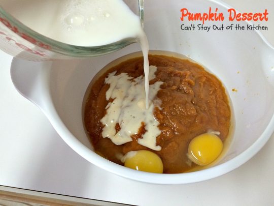 Pumpkin Dessert | Can't Stay Out of the Kitchen | this marvelous #dessert has always been a family favorite. We love making it for the #holidays. So much easier than #pumpkinpie, too! #pumpkin
