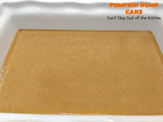 Pumpkin Dump Cake | Can't Stay Out of the Kitchen | this spectacular #DumpCake is not just for #Fall! It's made with #pumpkin, #pecans & HeathEnglishToffeeBits. This drool-worthy #dessert will knock your socks off! Serve for #holidays like #MothersDay or #FathersDay. #Toffee #Caramel #PumpkinDessert #ToffeeDessert #PumpkinDumpCake #HolidayDessert #MothersDayDessert #FathersDayDessert