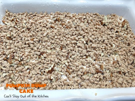 Pumpkin Dump Cake | Can't Stay Out of the Kitchen | this spectacular #DumpCake is not just for #Fall! It's made with #pumpkin, #pecans & HeathEnglishToffeeBits. This drool-worthy #dessert will knock your socks off! Serve for #holidays like #MothersDay or #FathersDay. #Toffee #Caramel #PumpkinDessert #ToffeeDessert #PumpkinDumpCake #HolidayDessert #MothersDayDessert #FathersDayDessert