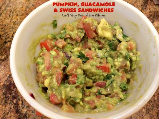 Pumpkin, Guacamole and Swiss Sandwiches | Can't Stay Out of the Kitchen | these yummy #sandwiches are made with either roasted #pumpkin or #ButternutSquash, homemade #guacamole & #SwissCheese. They are absolutely mouthwatering & so delicious you'll find yourself wanting one all the time! #Fall #RoastedPumpkin #PumpkinGuacamoleAndSwissSandwiches #MeatlessMonday