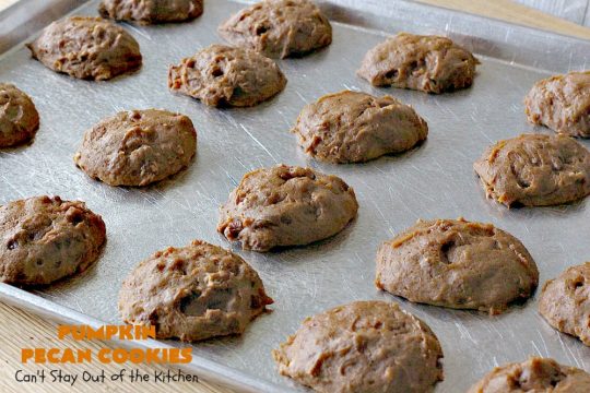 Pumpkin Pecan Cookies | Can't Stay Out of the Kitchen | these lovely #Pumpkin #cookies are filled with all kinds of #Christmas spices & #pecans. They're absolutely mouthwatering & irresistible for your #holiday #baking needs, #ChristmasCookieExhanges or #tailgating parties through the #NewYear. #dessert #PumpkinDessert #PumpkinPecanCookies
