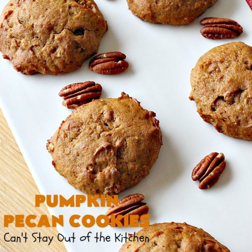 Pumpkin Pecan Cookies | Can't Stay Out of the Kitchen | these lovely #Pumpkin #cookies are filled with all kinds of #Christmas spices & #pecans. They're absolutely mouthwatering & irresistible for your #holiday #baking needs, #ChristmasCookieExhanges or #tailgating parties through the #NewYear. #dessert #PumpkinDessert #PumpkinPecanCookies