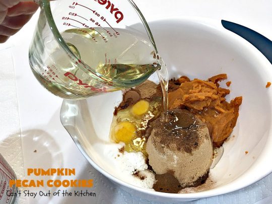 Pumpkin Pecan Cookies | Can't Stay Out of the Kitchen | these lovely #Pumpkin #cookies are filled with all kinds of #Christmas spices & #pecans. They're absolutely mouthwatering & irresistible for your #holiday #baking needs, #ChristmasCookieExhanges or #tailgating parties through the #NewYear. #dessert #PumpkinDessert #PumpkinPecanCookies