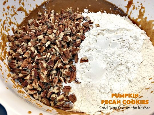 Pumpkin Pecan Cookies | Can't Stay Out of the Kitchen | these lovely #Pumpkin #cookies are filled with all kinds of #Christmas spices & #pecans. They're absolutely mouthwatering & irresistible for your #holiday #baking needs, #ChristmasCookieExhanges or #tailgating parties through the #NewYear. #dessert #PumpkinDessert #PumpkinPecanCookies