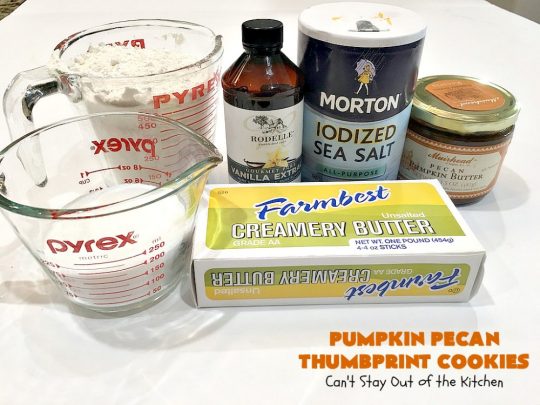 Pumpkin Pecan Thumbprint Cookies | Can't Stay Out of the Kitchen | these delectable #cookies use a #pumpkin #pecan butter then they're glazed with a vanilla icing. They're wonderful for #holiday or #Christmas parties or #ChristmasCookieExchanges. #ChristmasCookie #WilliamsSonoma #PecanPumpkinButter #MuirheadPecanPumpkinButter #cookies #ThumbprintCookies #dessert #Fall #FallBaking #HolidayDessert #ChristmasDessert