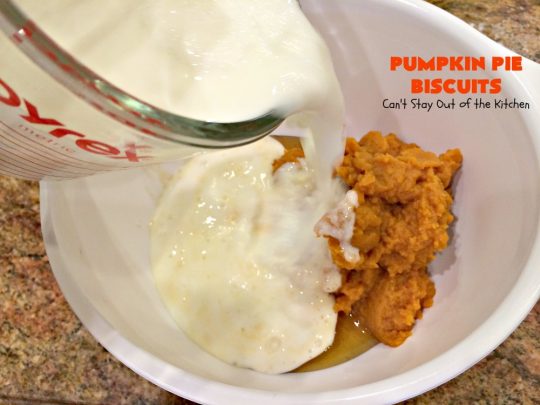 Pumpkin Pie Biscuits | Can't Stay Out of the Kitchen | the most awesome #biscuits ever! These use #pumpkin, #cinnamon & nutmeg & are perfect for #fall #baking & #Thanksgiving. #pumpkinpie