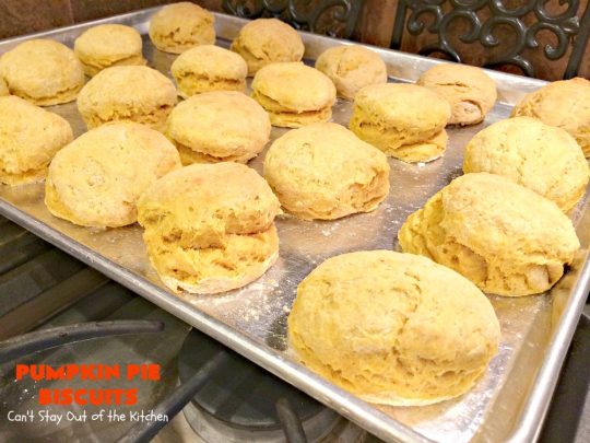 Pumpkin Pie Biscuits | Can't Stay Out of the Kitchen | the most awesome #biscuits ever! These use #pumpkin, #cinnamon & nutmeg & are perfect for #fall #baking & #Thanksgiving. #pumpkinpie