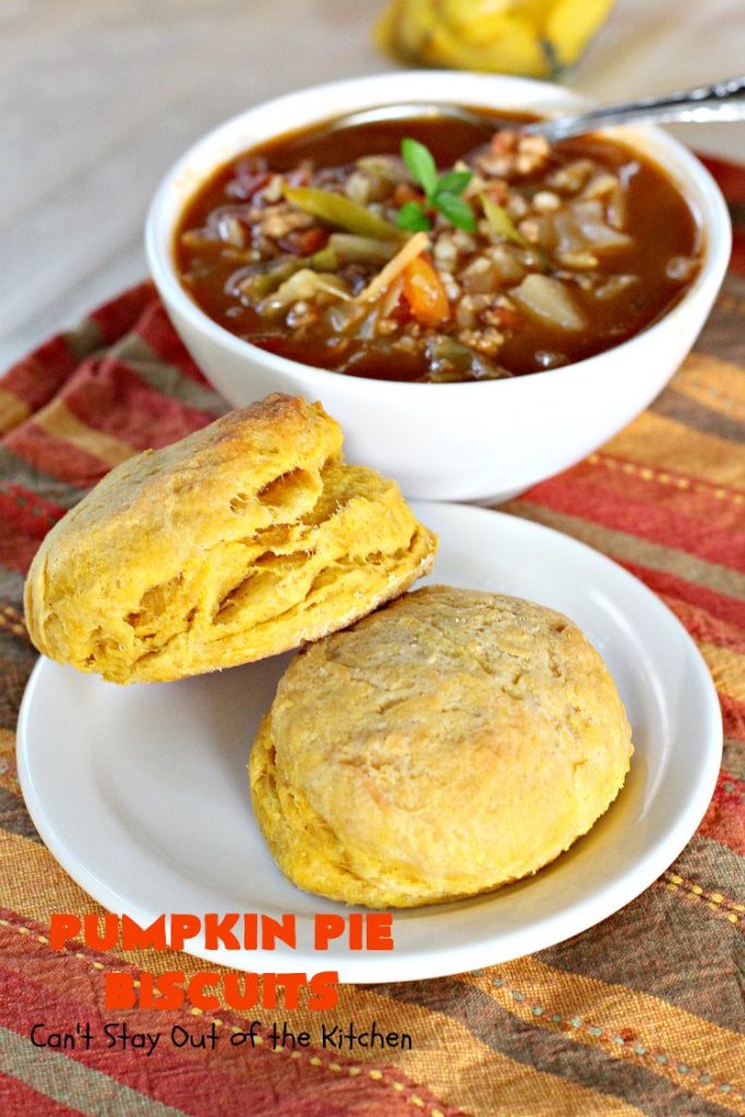Pumpkin Pie Biscuits | Can't Stay Out of the Kitchen | the most awesome #biscuits ever! These use #pumpkin, #cinnamon & nutmeg & are perfect for #fall #baking & #Thanksgiving. #pumpkinpie