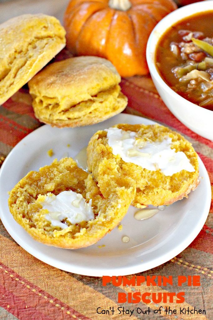 Pumpkin Pie Biscuits | Can't Stay Out of the Kitchen | the most awesome #biscuits ever! These use #pumpkin, #cinnamon & nutmeg & are perfect for #fall #baking & #Thanksgiving. #pumpkinpie
