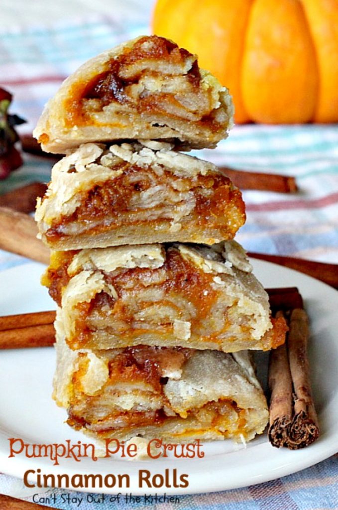 Pumpkin Pie Crust Cinnamon Rolls | Can't Stay Out of the Kitchen | these #cinnamonrolls are divine! So easy and delicious, and tastes just like eating miniature #pumpkinpie! A great way to use up leftover #pumpkin. #breakfast 
