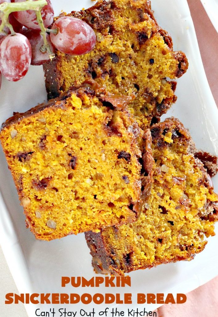 Pumpkin Snickerdoodle Bread | Can't Stay Out of the Kitchen | this is the best #pumpkin #bread ever! It's loaded with #cinnamon chips & cinnamon icing. It's a great twist on #snickerdoodle cookies or bread.