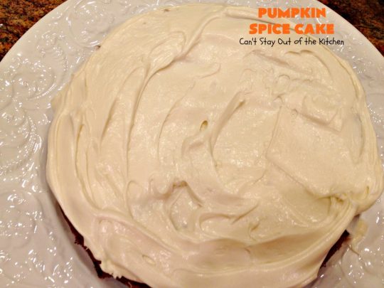 Pumpkin Spice Cake | Can't Stay Out of the Kitchen | this awesome #cake is filled with #pumpkin, spices & #pecans & topped with a heavenly #creamcheese frosting. #dessert