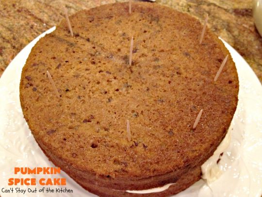 Pumpkin Spice Cake | Can't Stay Out of the Kitchen | this awesome #cake is filled with #pumpkin, spices & #pecans & topped with a heavenly #creamcheese frosting. #dessert