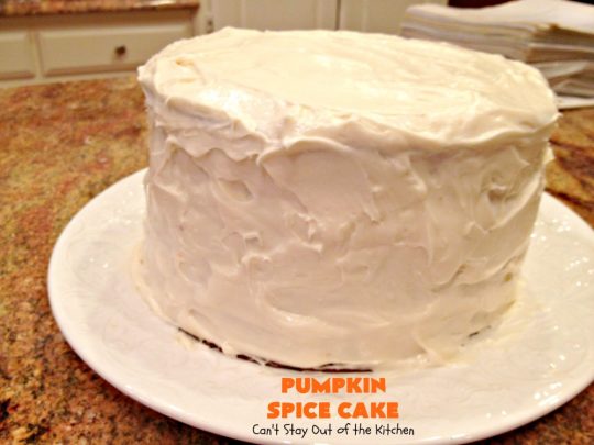 Pumpkin Spice Cake | Can't Stay Out of the Kitchen | this awesome #cake is filled with #pumpkin, spices & #pecans & topped with a heavenly #creamcheese frosting. #dessert