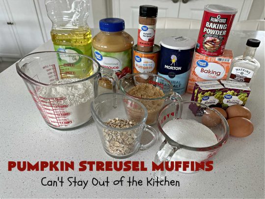 Pumpkin Streusel Muffins | Can't Stay Out of the Kitchen | these hearty #muffins just burst with scrumptious #pumpkin flavor. The #StreuselTopping puts them over-the-top. #PumpkinMuffins don't have to be made only in the fall! Enjoy these delicious treats any time of the year for weekend, company or a #holiday #breakfast. #PumpkinStreuselMuffins
