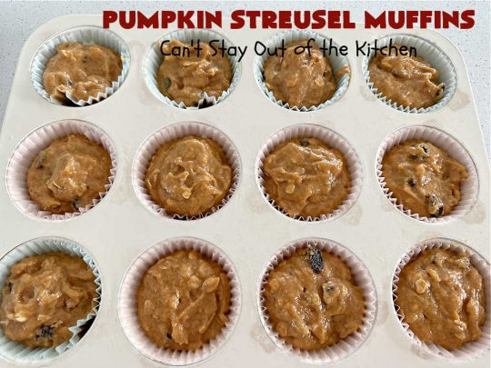 Pumpkin Streusel Muffins | Can't Stay Out of the Kitchen | these hearty #muffins just burst with scrumptious #pumpkin flavor. The #StreuselTopping puts them over-the-top. #PumpkinMuffins don't have to be made only in the fall! Enjoy these delicious treats any time of the year for weekend, company or a #holiday #breakfast. #PumpkinStreuselMuffins
