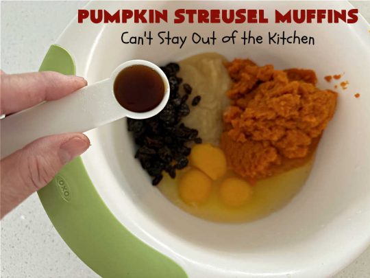 Pumpkin Streusel Muffins | Can't Stay Out of the Kitchen | these hearty #muffins just burst with scrumptious #pumpkin flavor. The #StreuselTopping puts them over-the-top. #PumpkinMuffins don't have to be made only in the fall! Enjoy these delicious treats any time of the year for weekend, company or a #holiday #breakfast. #PumpkinStreuselMuffins