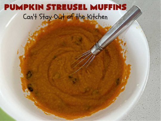 Pumpkin Streusel Muffins | Can't Stay Out of the Kitchen | these hearty #muffins just burst with scrumptious #pumpkin flavor. The #StreuselTopping puts them over-the-top. #PumpkinMuffins don't have to be made only in the fall! Enjoy these delicious treats any time of the year for weekend, company or a #holiday #breakfast. #PumpkinStreuselMuffins