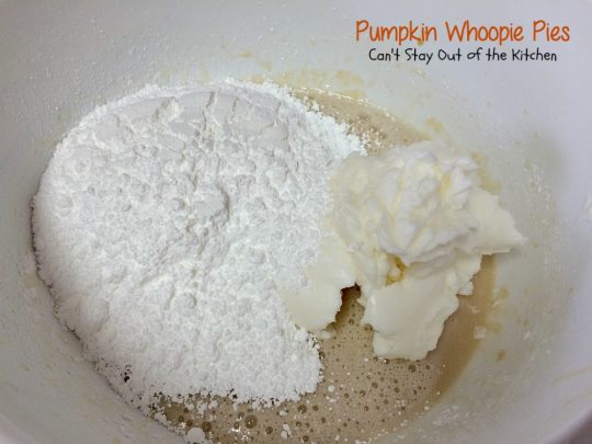 Pumpkin Whoopie Pies | Can't Stay Out of the Kitchen| these are the BEST #pumpkin #whoopiepies you've ever eaten. Rich, decadent and so scrumptious you won't be able to stop at just one! #cookie #dessert