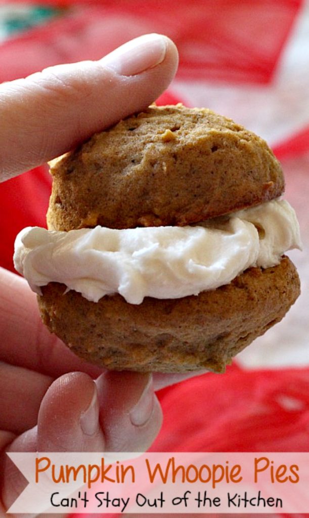 Pumpkin Whoopie Pies | Can't Stay Out of the Kitchen| these are the BEST #pumpkin #whoopiepies you've ever eaten. Rich, decadent and so scrumptious you won't be able to stop at just one! #cookie #dessert