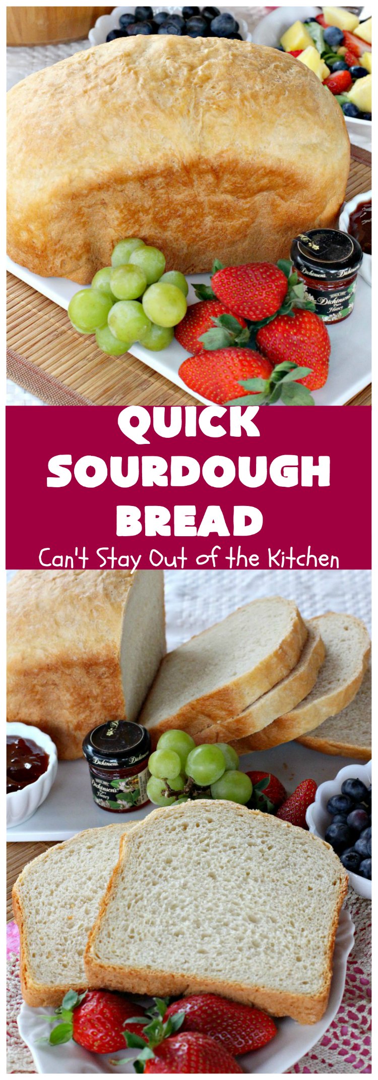 Quick Sourdough Bread | Can't Stay Out of the Kitchen | this delicious #bread is so easy since it's made in the #breadmaker! You get that great #sourdough taste with a loaf of this scrumptious #HomemadeBread. #SourdoughBread #QuickSourdoughBread