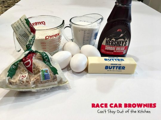 Race Car Brownies | Can't Stay out of the Kitchen | these rich, decadent #brownies are perfect for #NASCAR races, potlucks, soccer games, #tailgating or backyard barbecues. They have a rich, fudgy icing on top & they're made with #Hersheys #chocolate syrup. So delicious. #ChocolateDessert #NASCARDessert #dessert #Easter #EasterDessert