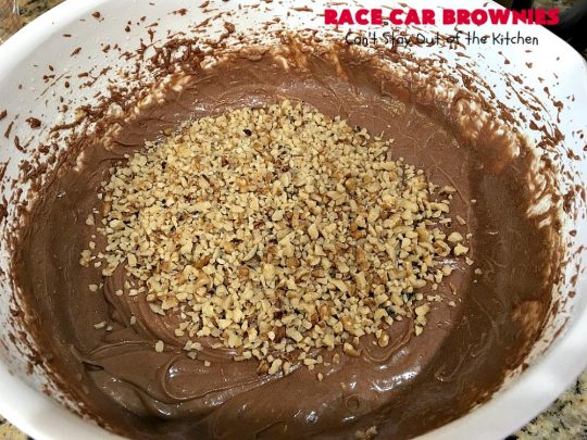 Race Car Brownies | Can't Stay out of the Kitchen | these rich, decadent #brownies are perfect for #NASCAR races, potlucks, soccer games, #tailgating or backyard barbecues. They have a rich, fudgy icing on top & they're made with #Hersheys #chocolate syrup. So delicious. #ChocolateDessert #NASCARDessert #dessert #Easter #EasterDessert