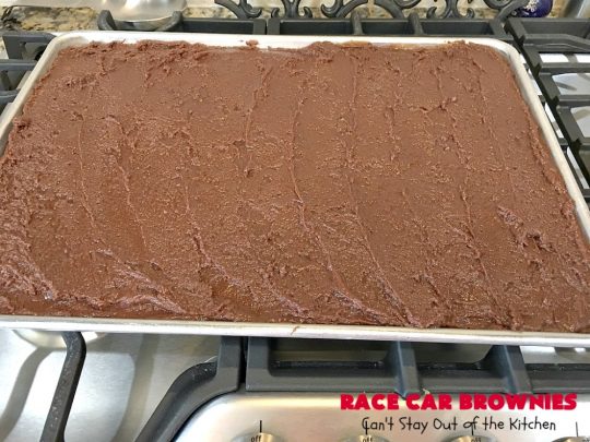 Race Car Brownies | Can't Stay out of the Kitchen | these rich, decadent #brownies are perfect for #NASCAR races, potlucks, soccer games, #tailgating or backyard barbecues. They have a rich, fudgy icing on top & they're made with #Hersheys #chocolate syrup. So delicious. #ChocolateDessert #NASCARDessert #dessert #Easter #EasterDessert