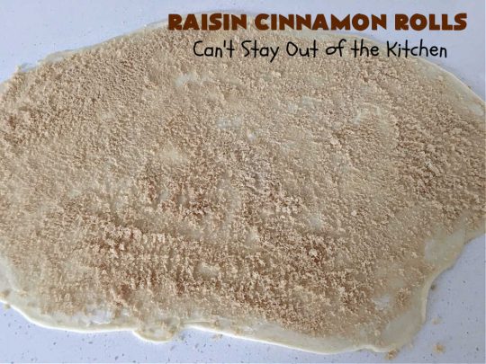 Raisin Cinnamon Rolls | Can't Stay Out of the Kitchen | this vintage #recipe is made easier by mixing and raising the dough in the #breadmaker! Our favorite version of #CinnamonRolls have a luscious #ButtercreamFrosting over top. These #SweetRolls are perfect for a company, #holiday or weekend #breakfast. Everyone will want seconds. Great the next day, too. #raisins #cinnamon #HolidayBreakfast #MothersDay #Easter #RaisinCinnamonRolls