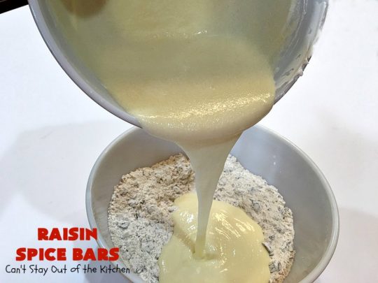 Raisin Spice Bars | Can't Stay Out of the Kitchen | these luscious #cookies are filled with #raisins & #pecans. Terrific #dessert any time of the year. They have a rich, #lemon buttercream icing. #brownie #RaisinSpiceBars #Tailgating #Holiday #HolidayDessert #ChristmasCookieExchange #SpiceCookies #RaisinCookies