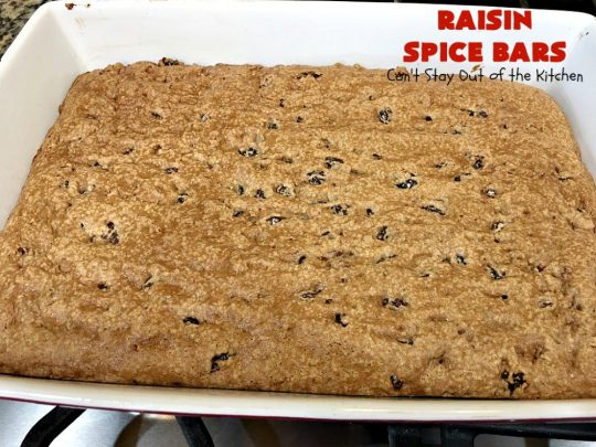 Raisin Spice Bars | Can't Stay Out of the Kitchen | these luscious #cookies are filled with #raisins & #pecans. Terrific #dessert any time of the year. They have a rich, #lemon buttercream icing. #brownie #RaisinSpiceBars #Tailgating #Holiday #HolidayDessert #ChristmasCookieExchange #SpiceCookies #RaisinCookies