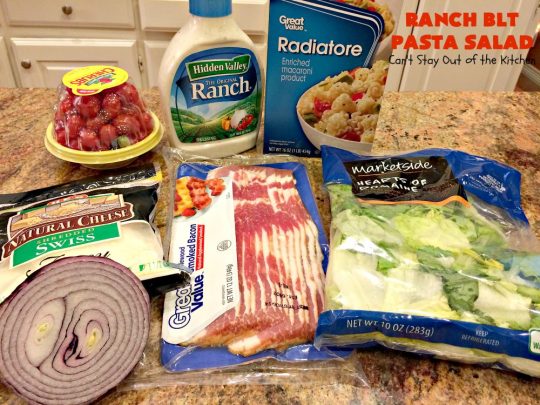 Ranch BLT Pasta Salad | Can't Stay Out of the Kitchen | awesome #pasta #salad with #ranchdressing. I used #turkey #bacon. Great for summer #holidays, potlucks or backyard #BBQs.