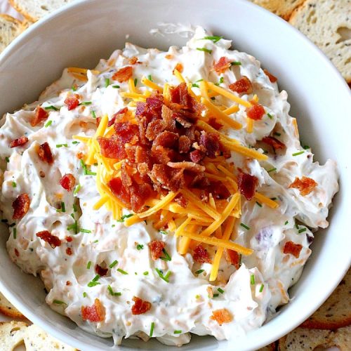 Ranch Bacon and Cheddar Dip | Can't Stay Out of the Kitchen | this is a fantastic 4-ingredient #recipe that will knock your socks off! Dry #RanchDressingMix adds so much flavor. #Bacon & #CheddarCheese make everything better! Terrific for #Tailgating parties, potlucks or backyard BBQs. #appetizer #TailgatingAppetizer #GlutenFree #GlutenFreeAppetizer #EasyAppetizer #4IngredientAppetizer