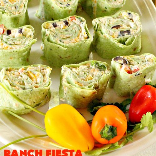 Ranch Fiesta Spirals | Can't Stay Out of the Kitchen | these fantastic #TexMex #appetizers are perfect for #tailgating, #NewYearsEve or #SuperBowl parties. They're filled with green #chilies, #olives, #cheese & bell peppers in a delicious #Ranch dressing cream cheese mix.