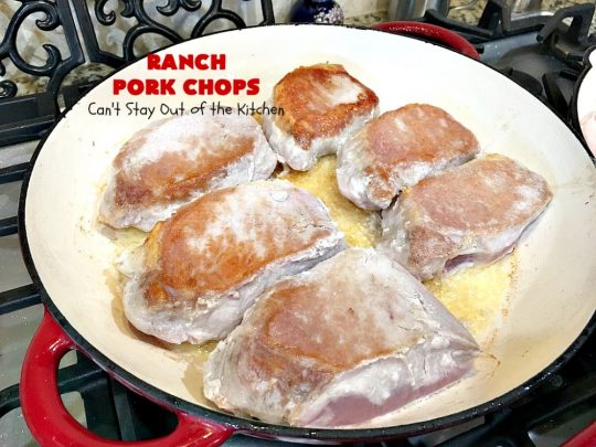 Ranch Pork Chops | These fantastic #PorkChops are made with #ChiliSauce, #RanchDressingMix, #tomatoes with green #chilies, green onions & garlic. They are absolutely mouthwatering & a terrific #pork entree for family or company dinners. #RanchPorkChops
