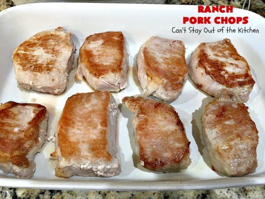 Ranch Pork Chops | These fantastic #PorkChops are made with #ChiliSauce, #RanchDressingMix, #tomatoes with green #chilies, green onions & garlic. They are absolutely mouthwatering & a terrific #pork entree for family or company dinners. #RanchPorkChops