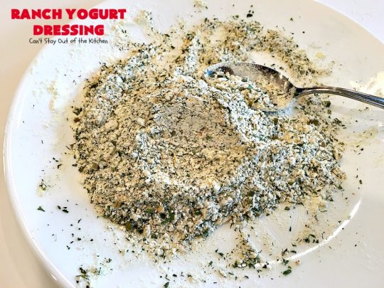 Ranch Yogurt Dressing | Can't Stay Out of the Kitchen | delicious homemade #salad dressing using homemade #Ranch dressing mix & #Greekyogurt. Easy & delicious. #glutenfree #cleaneating