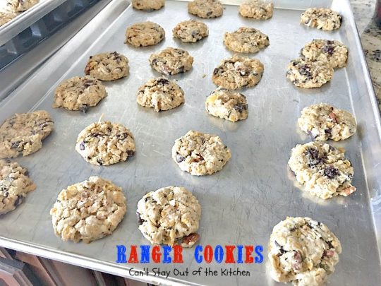 Ranger Cookies | Can't Stay Out of the Kitchen | these amazing #oatmeal #cookies contain #chocolatechips, #pecans, #coconut and #Kellogg'sCornFlakes! Excellent #dessert for any occasion.