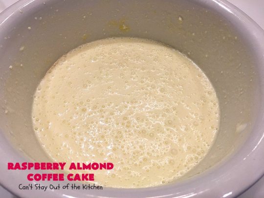 Raspberry Almond Coffee Cake | Can't Stay Out of the Kitchen | this fabulous #coffeecake is made with fresh #raspberries & has an #almond streusel filling. Terrific for a #holiday #breakfast like #MothersDay or #FathersDay. Also great served as a #dessert! #cake