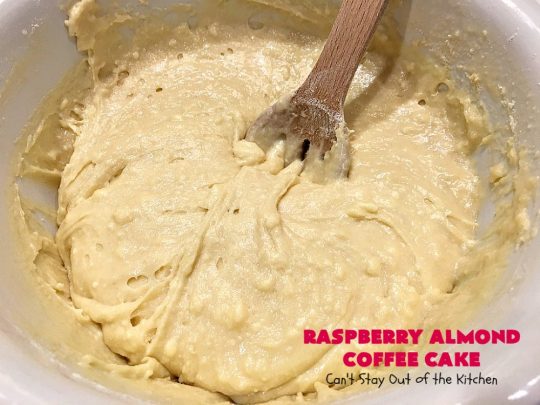 Raspberry Almond Coffee Cake | Can't Stay Out of the Kitchen | this fabulous #coffeecake is made with fresh #raspberries & has an #almond streusel filling. Terrific for a #holiday #breakfast like #MothersDay or #FathersDay. Also great served as a #dessert! #cake