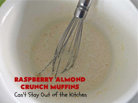 Raspberry Almond Crunch Muffins | Can't Stay Out of the Kitchen | These #SugarFree, #GlutenFree #muffins are filled with #raspberries, #almonds & include a delightful #streusel topping with #oatmeal. Marvelous for a weekend or #holiday #breakfast or #brunch & wonderful for your #Celiac or #Diabetic friends or family. Can also make with regular flour & sugar. #RaspberryAlmondCrunchMuffins #RaspberryMuffins #BreakfastMuffins #SugarFreeMuffins #GlutenFreeMuffins