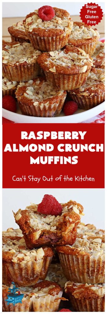 Raspberry Almond Crunch Muffins | Can't Stay Out of the Kitchen