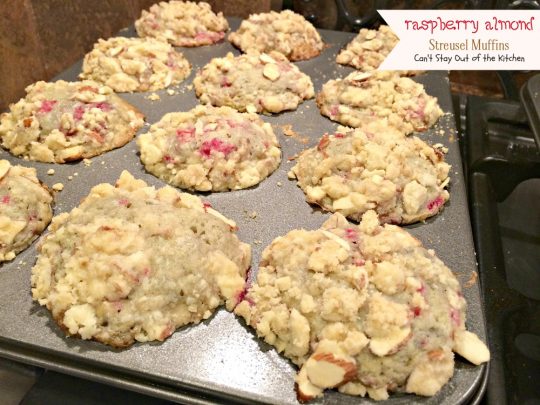 Raspberry Almond Streusel Muffins | Can't Stay Out of the Kitchen | absolutely spectacular #breakfast #muffins filled with #raspberries #almonds and raspberry #Greekyogurt.