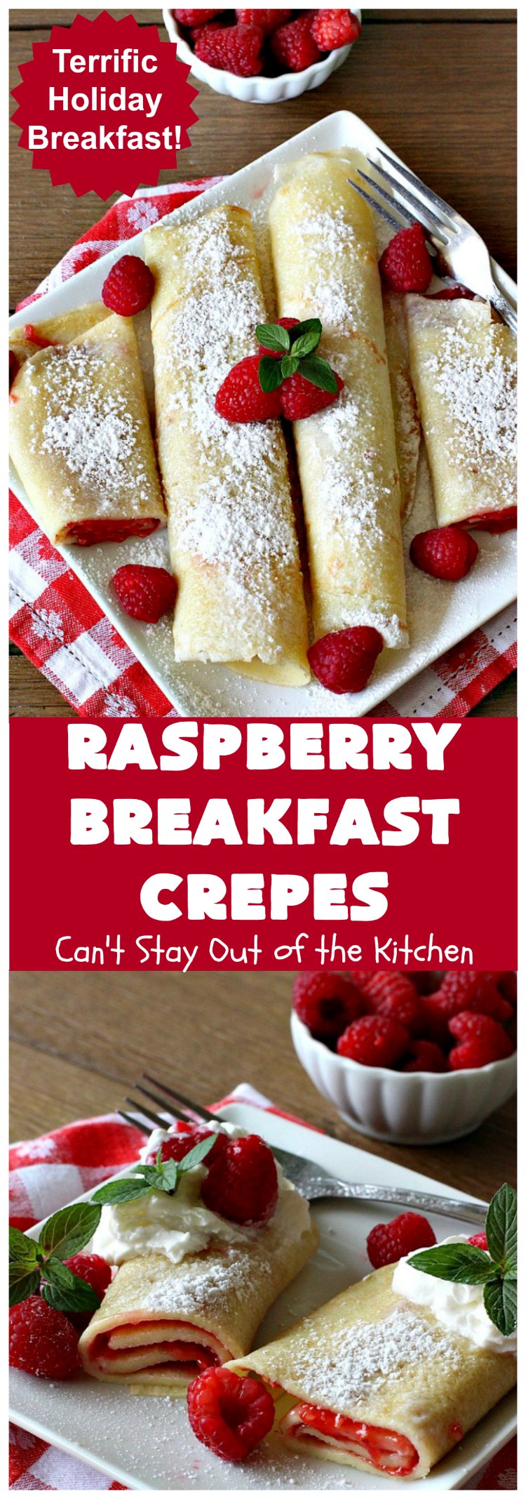 Raspberry Breakfast Crêpes | Can't Stay Out of the Kitchen | these fantastic #breakfast #crêpes are ooey, gooey, rich, decadent & divine! Every bite will have you drooling. Perfect for a #holiday breakfast. #raspberries #BreakfastCrêpes #RaspberryBreakfastCrêpes #HolidayBreakfast
