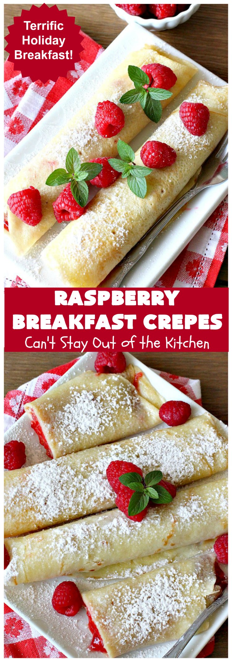 Raspberry Breakfast Crêpes | Can't Stay Out of the Kitchen | these fantastic #breakfast #crêpes are ooey, gooey, rich, decadent & divine! Every bite will have you drooling. Perfect for a #holiday breakfast. #raspberries #BreakfastCrêpes #RaspberryBreakfastCrêpes #HolidayBreakfast