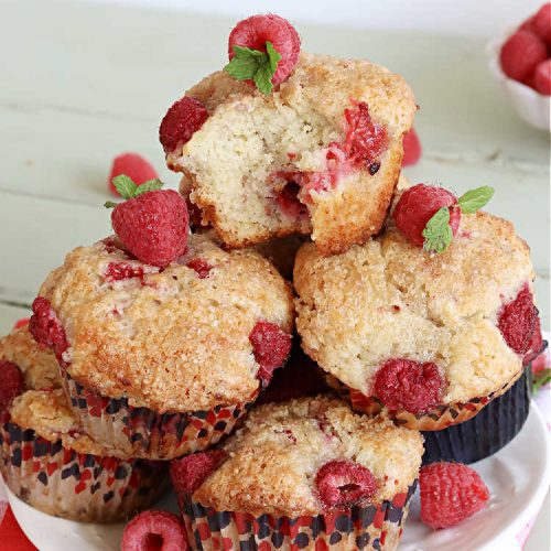 Raspberry Cream Muffins | Can't Stay Out of the Kitchen | these delectable #muffins are moist from using #SourCream in the batter. #Raspberries make them utterly delightful. Marvelous for a weekend, company or #holiday #breakfast. #HolidayBreakfast #RaspberryCreamMuffins
