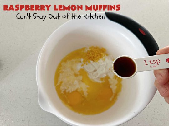 Raspberry Lemon Muffins | Can't Stay Out of the Kitchen | these luscious #muffins include #raspberries, #LemonYogurt & #LemonPeel & just burst with flavor. Every bite is satisfying & delectable. Great for a weekday or weekend #breakfast, or serve for company & a #holiday #brunch #menu. #RaspberryLemonMuffins